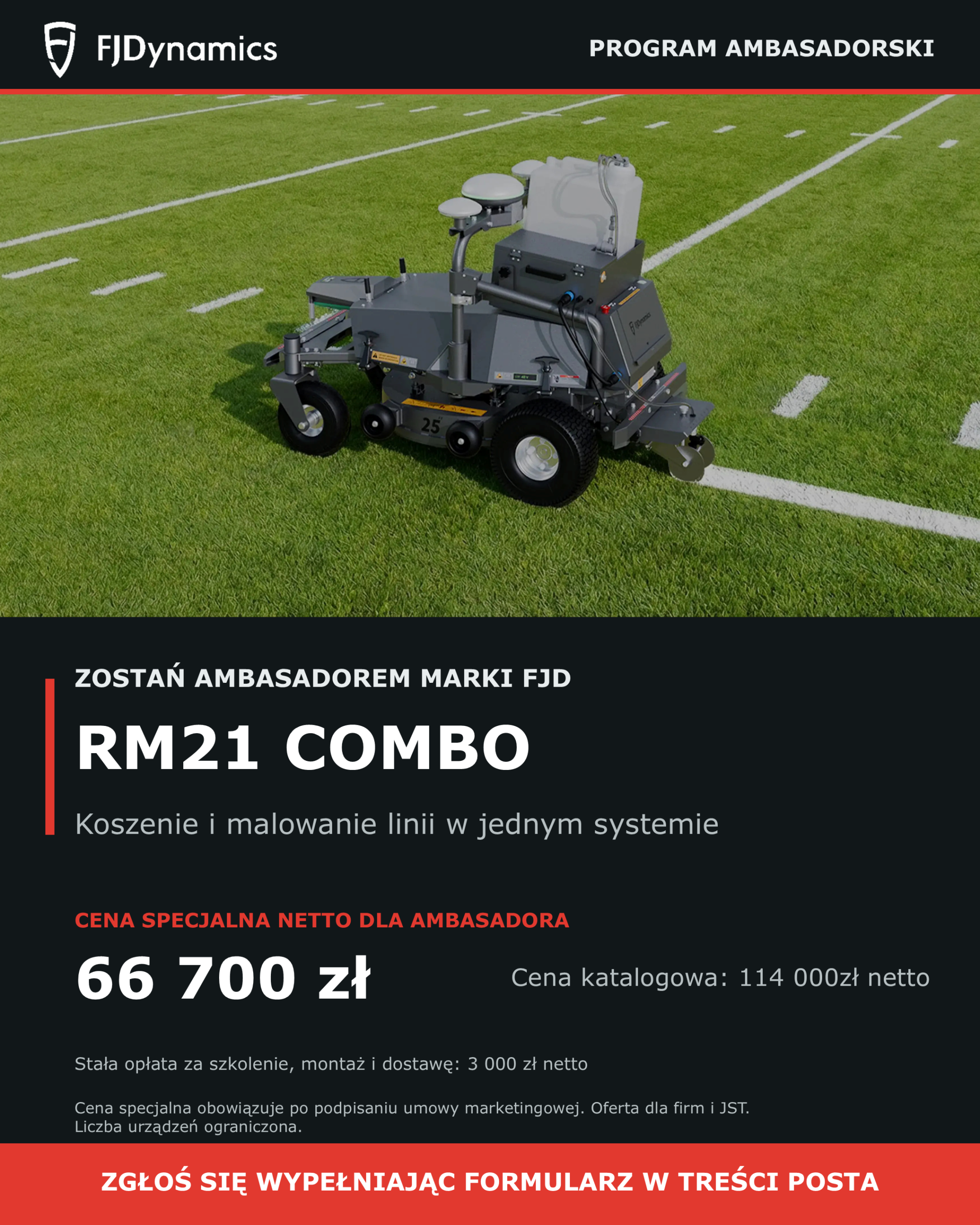 RM21 COMBO — Koszenie i malowanie linii w jednym systemie.