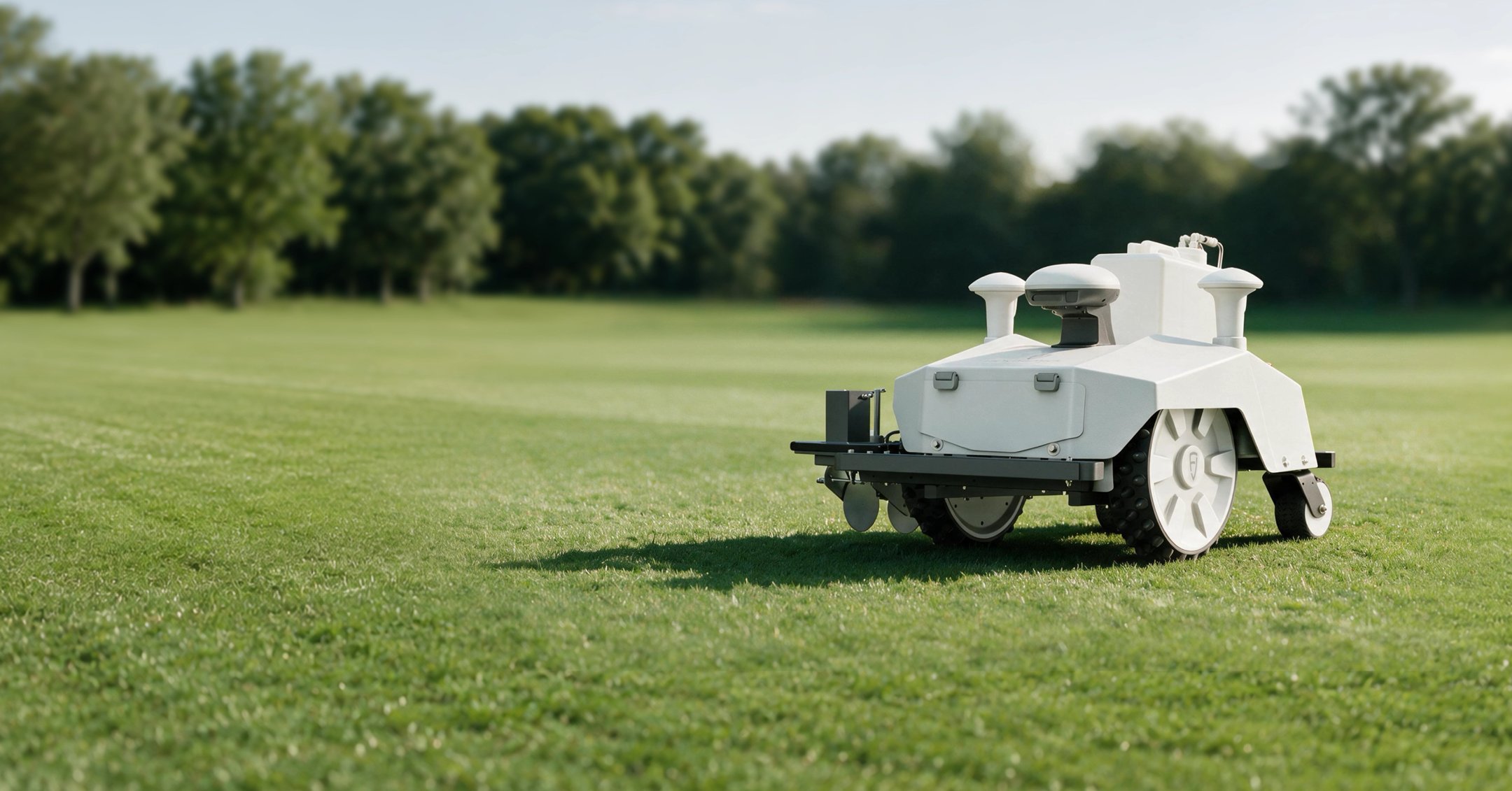 Robot FJD pracujący na murawie